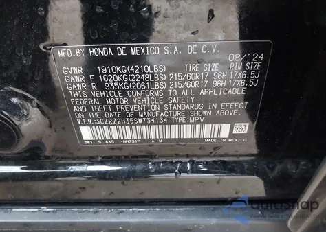 2025 Honda Hr-V Awd Lx z USA, uszkodzony, nr VIN 3CZRZ2H35SM734134